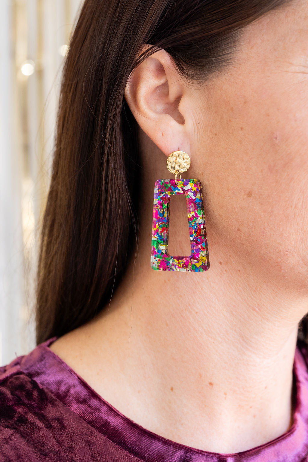 Avery Earrings - Pink Sparkle