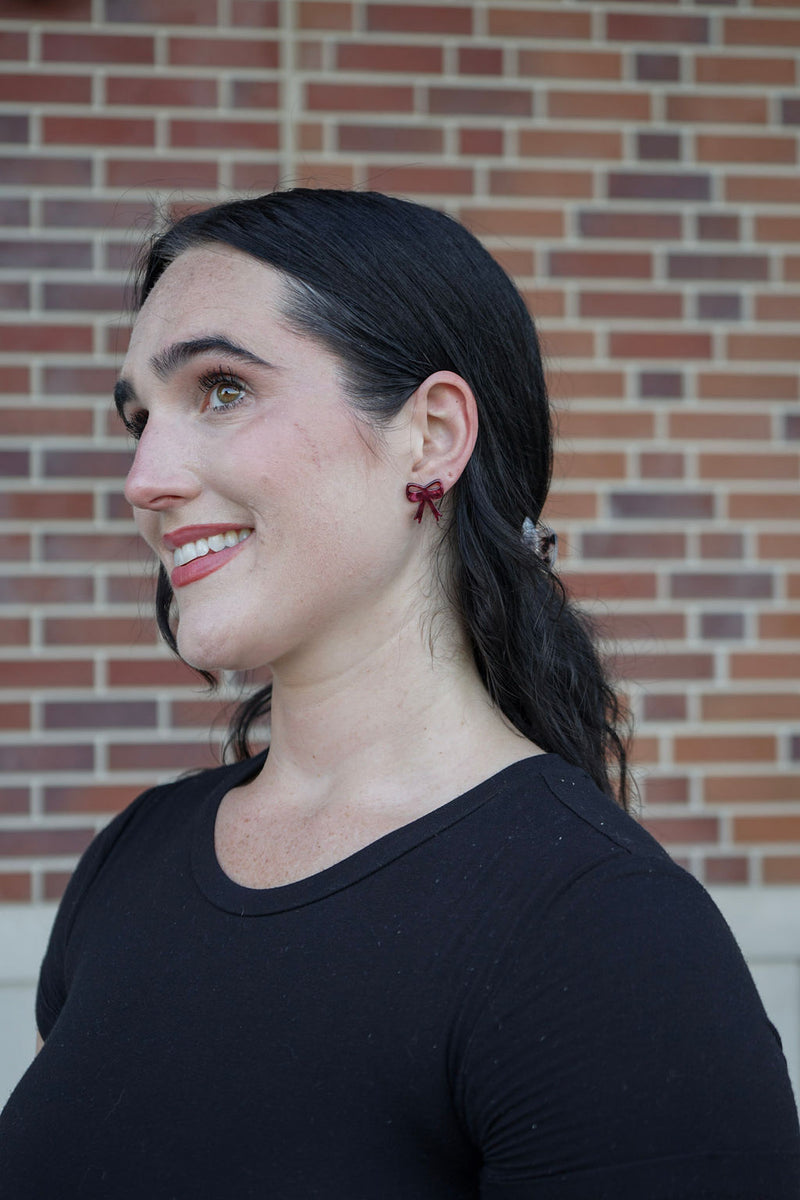 Bow Studs - Maroon