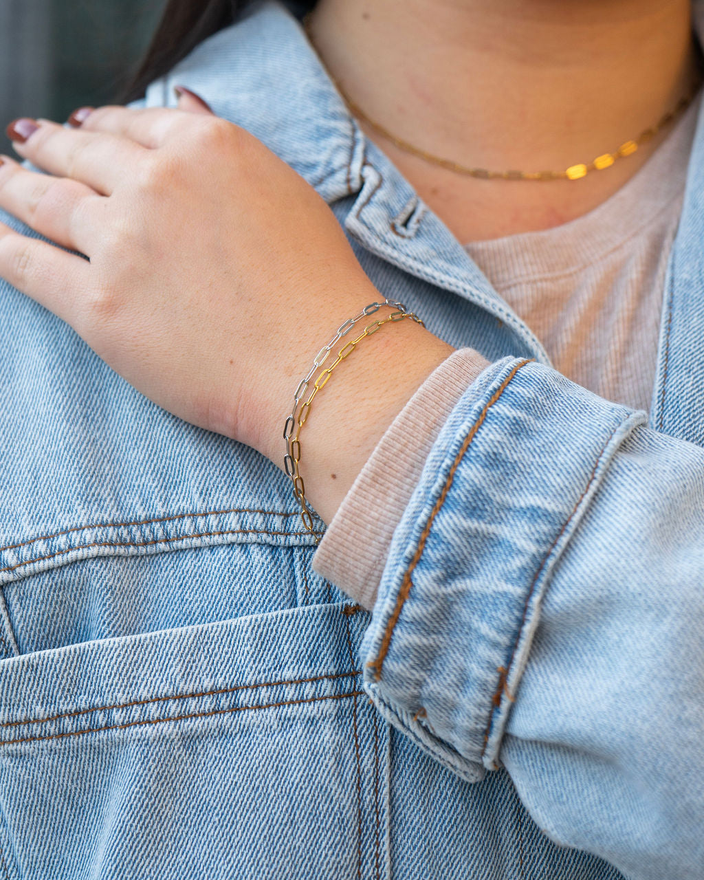 Luxe Gold Delicate Paper Clip Bracelet