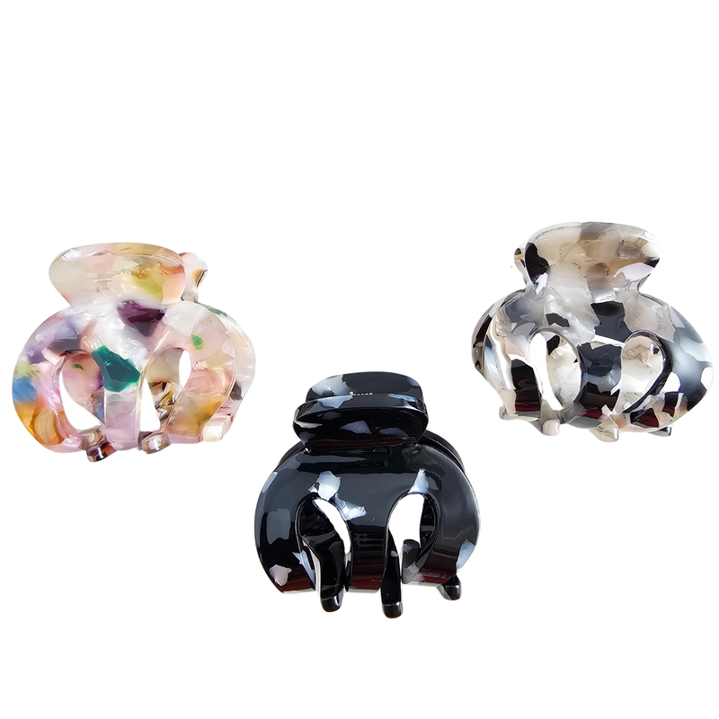 Claire Hair Claw Trio - Ivory & Slate, Multicolor, and Onyx Black