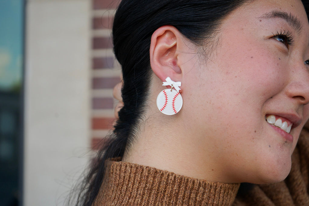 Bow Baseball Earrings