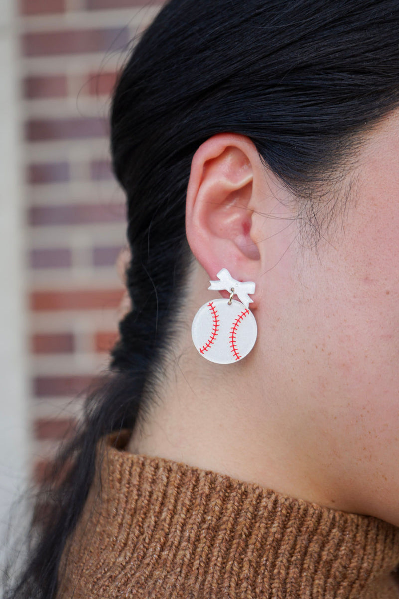 Bow Baseball Earrings