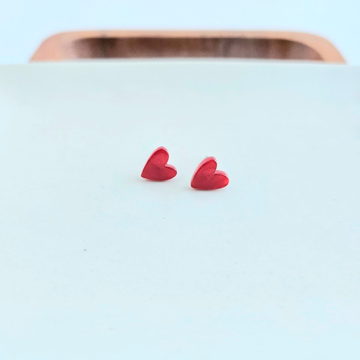 Hand Drawn Heart Studs- Red