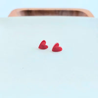 Hand Drawn Heart Studs- Red