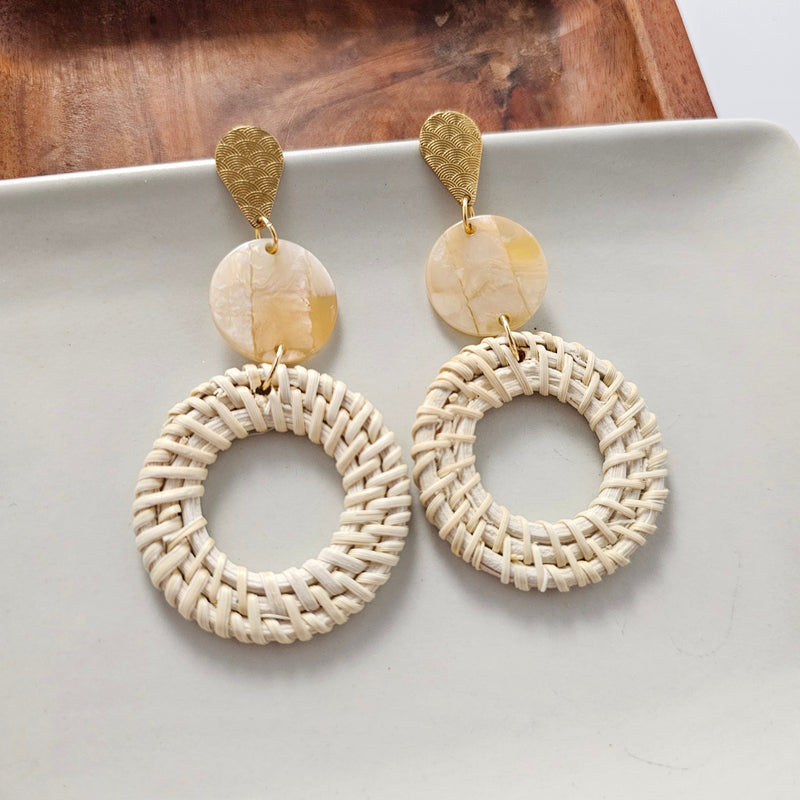 Lana Earrings - Light Rattan