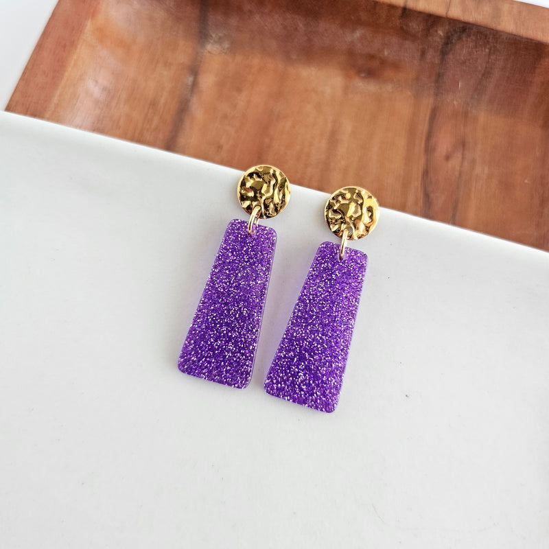 Mia Mini Earrings - Purple Glitter