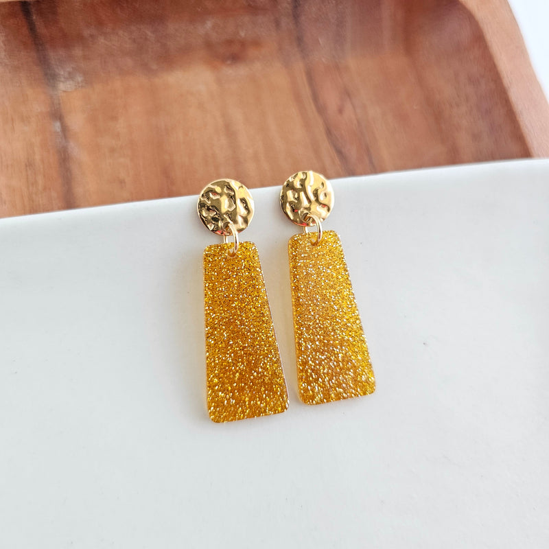 Mia Mini Earrings - Yellow Gold Glitter