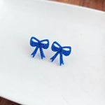 Bow Studs - Blue Glitter