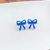 Bow Studs - Blue Glitter