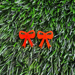 Bow Studs - Orange Glitter