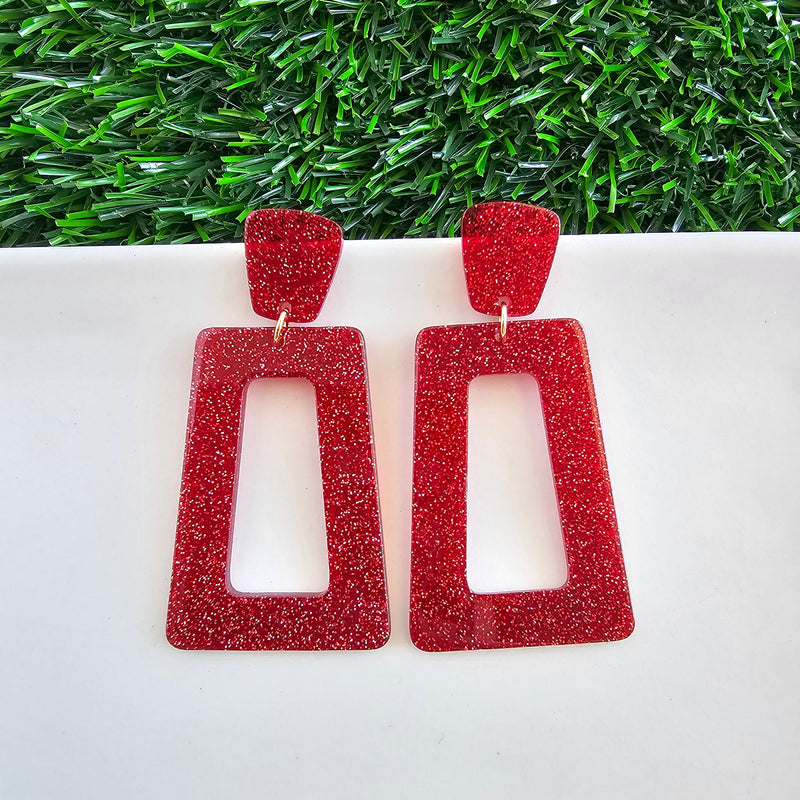 Avery Earrings - Red Glitter