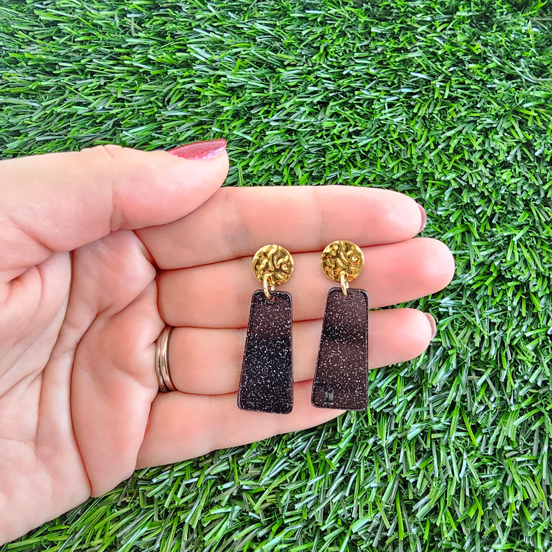 Mia Mini Earrings - Black Glitter