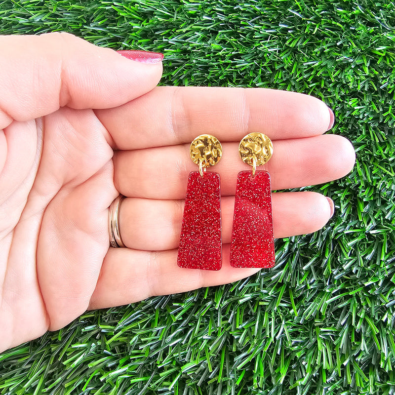 Mia Mini Earrings - Red Glitter