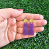 Mia Mini Earrings - Purple Glitter