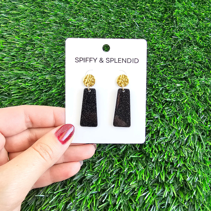 Mia Mini Earrings - Black Glitter