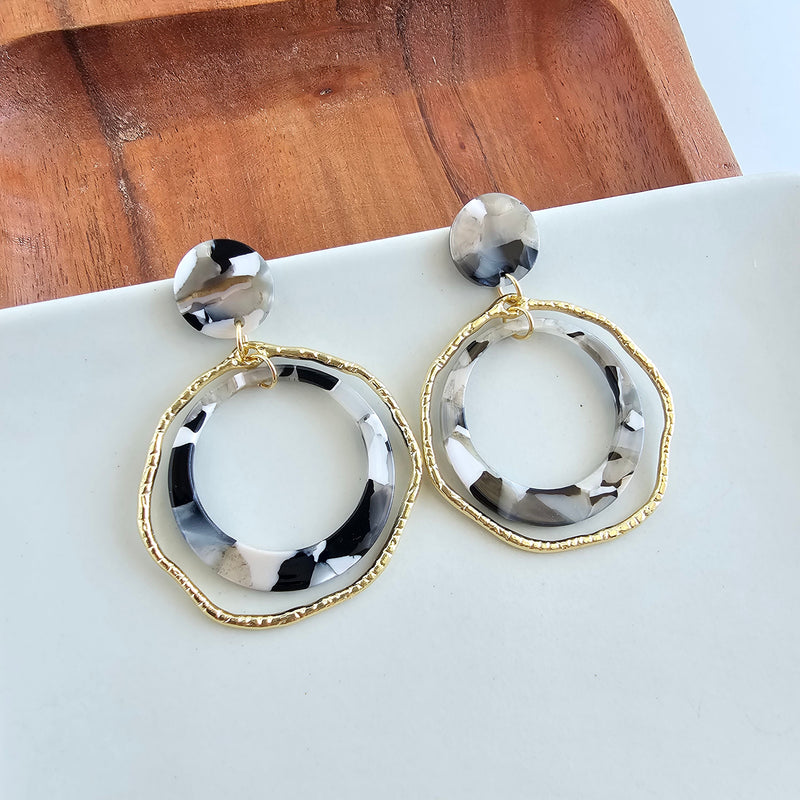 Georgia Earrings - Ivory & Slate