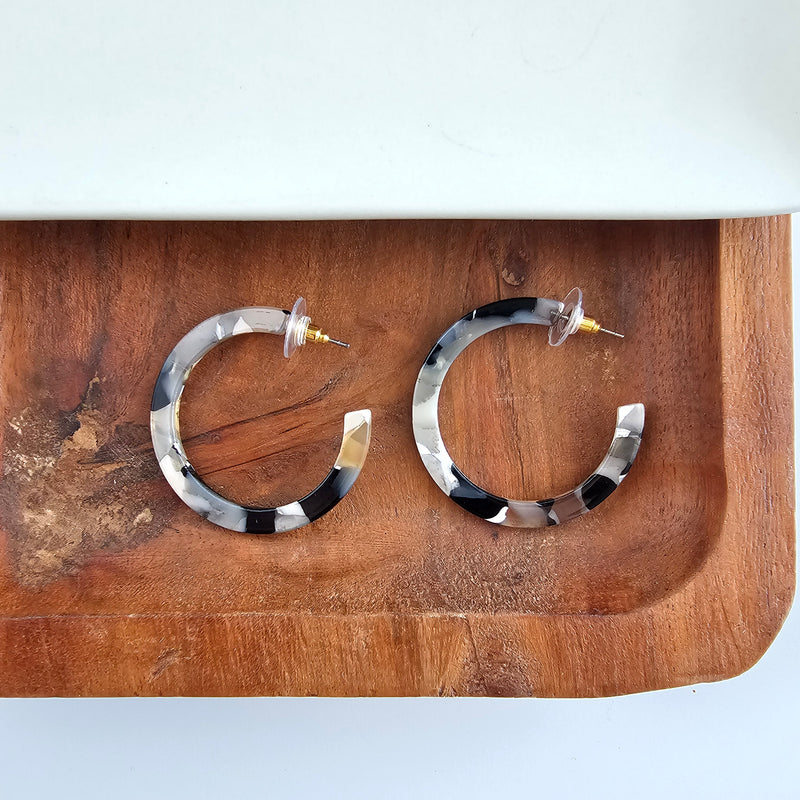 Camy Hoops - Ivory & Slate