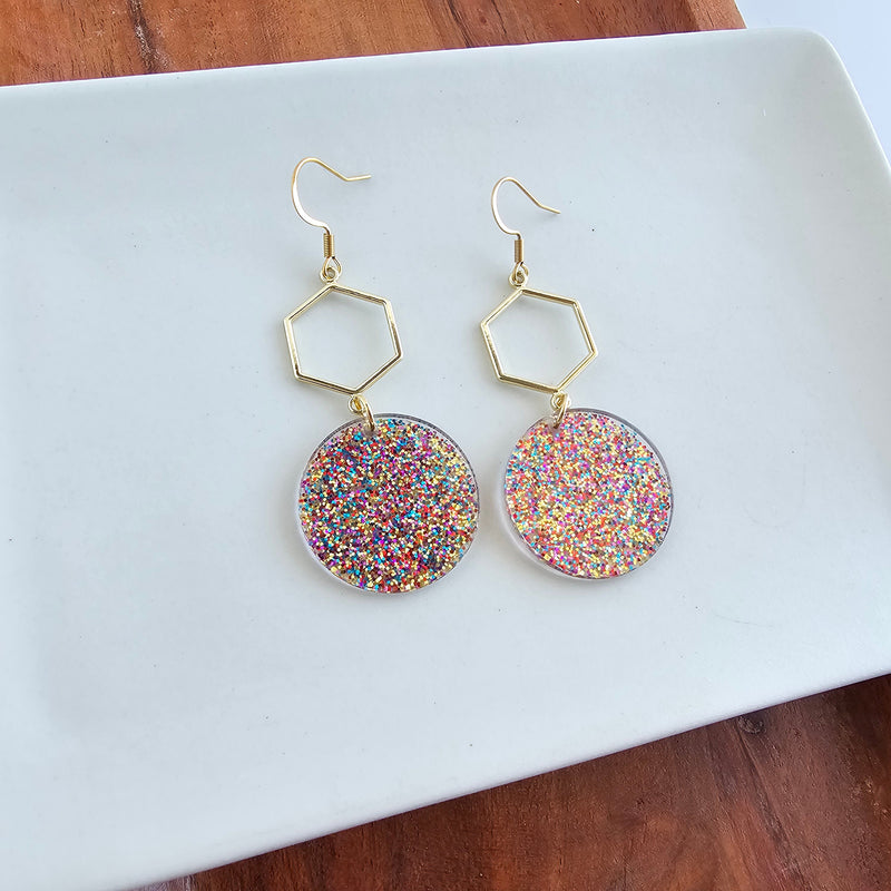 Layla Earrings - Rainbow Glitter