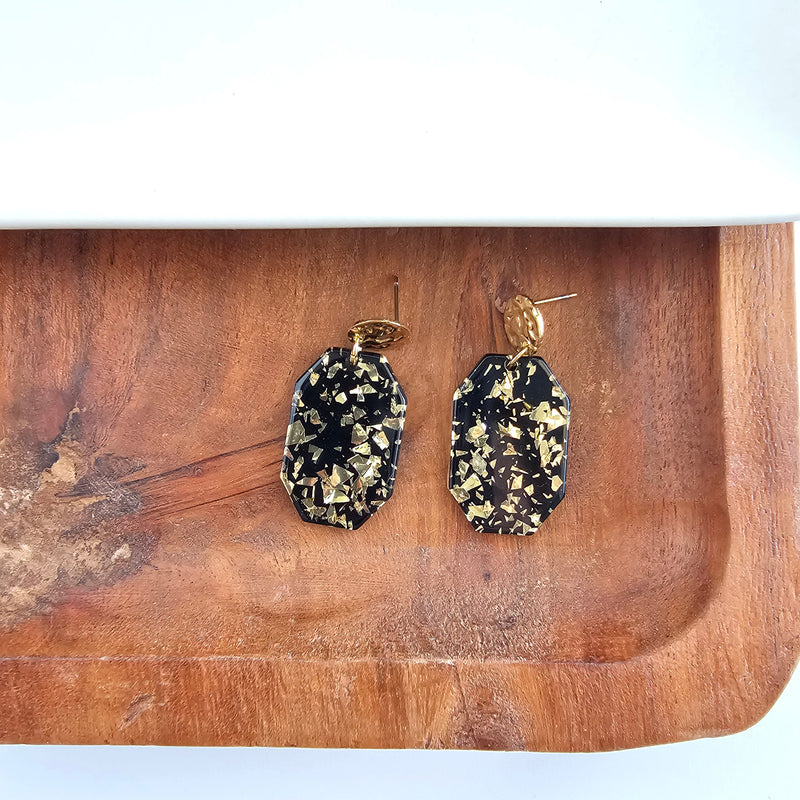 Lexi Earrings - Black Gold Flake