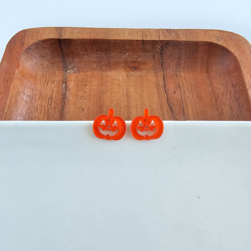 Jack O' Lantern Pumpkin Studs - Orange Glitter