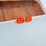 Jack O' Lantern Pumpkin Studs - Orange Glitter