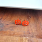 Jack O' Lantern Pumpkin Studs - Orange Glitter