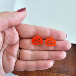 Jack O' Lantern Pumpkin Studs - Orange Glitter