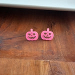 Jack O' Lantern Pumpkin Studs - Pink Glitter