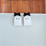 Bow Ghost Earrings - White Glitter