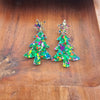 Christmas Tree Earrings - Green Sparkle