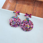 Christmas Ornament Earrings - Light Pink Sparkle