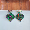 Christmas Ornament Earrings - Green Sparkle