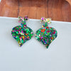 Christmas Ornament Earrings - Green Sparkle