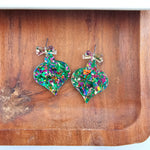 Christmas Ornament Earrings - Green Sparkle