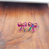 Bow Studs - Pink Sparkle