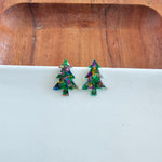 Christmas Tree Studs - Green Sparkle