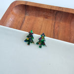 Christmas Tree Studs - Green Sparkle