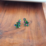 Christmas Tree Studs - Green Sparkle