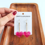 Mina Heart Earrings - Hot Pink