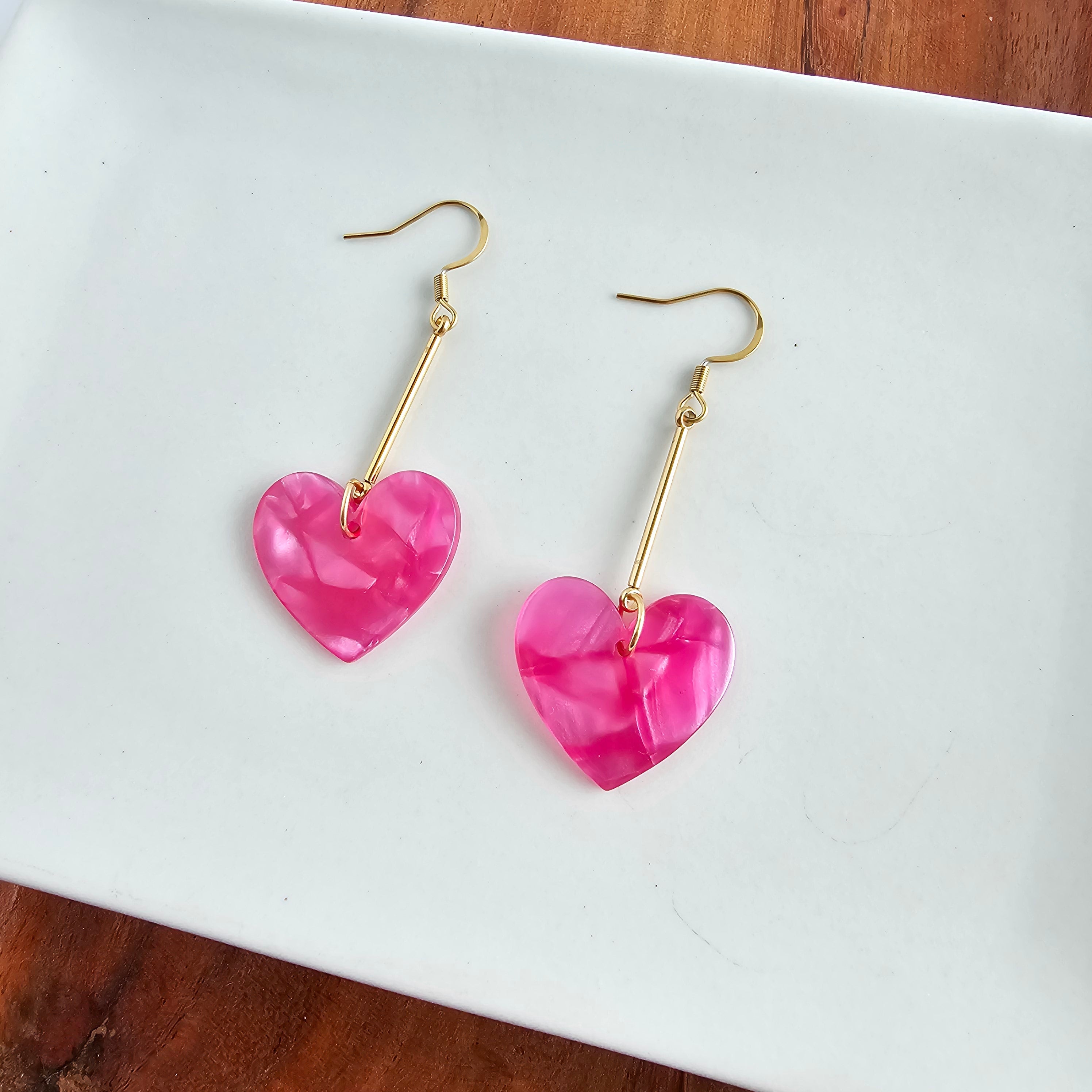 Mina Heart Earrings - Hot Pink – Spiffy & Splendid