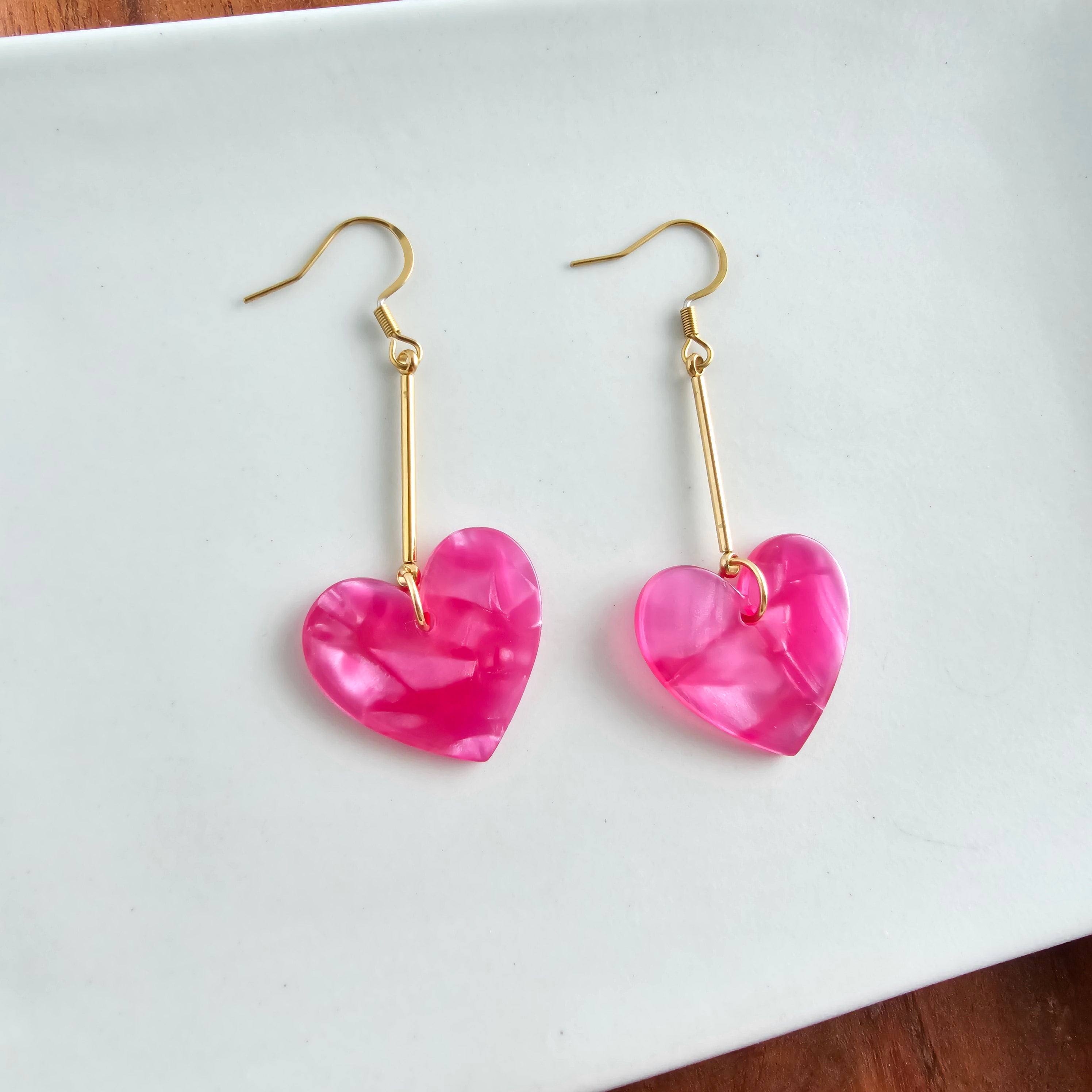 Mina Heart Earrings - Hot Pink – Spiffy & Splendid