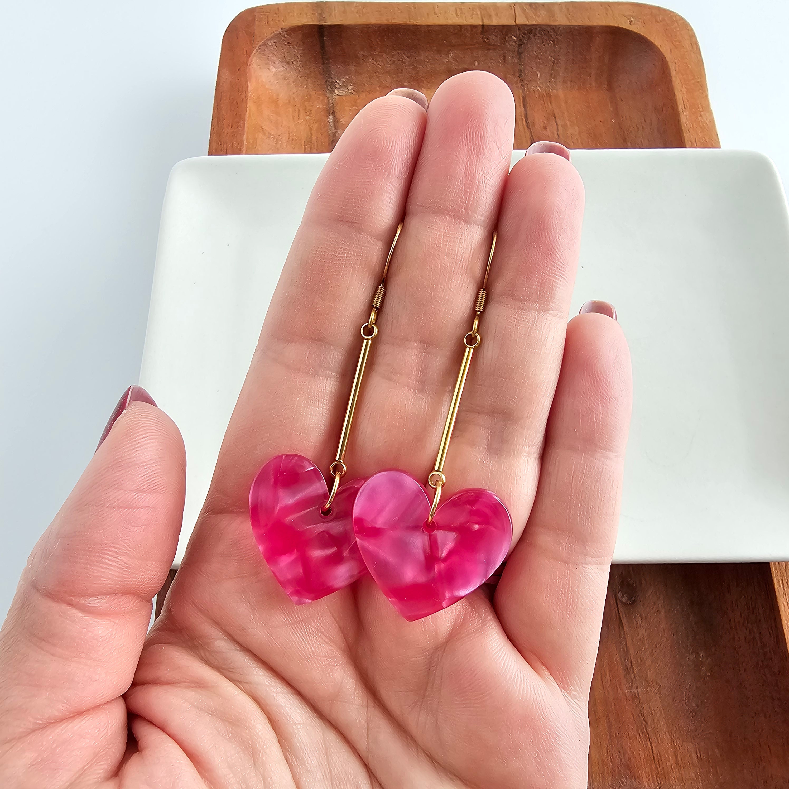 Mina Heart Earrings - Hot Pink – Spiffy & Splendid