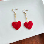 Mina Heart Earrings - Red