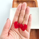 Mina Heart Earrings - Red