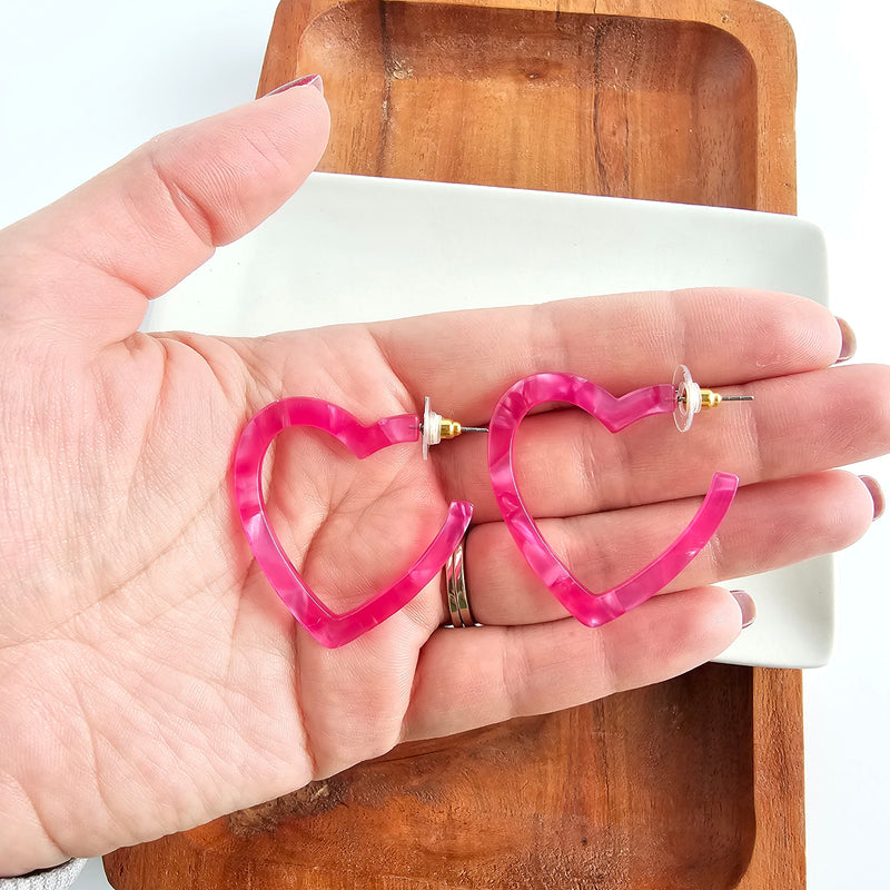 Heart Hoops - Hot Pink