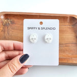 Skull Studs - White Glitter