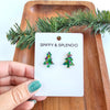 Christmas Tree Studs - Green Sparkle