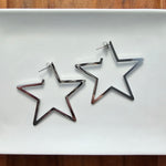 Luxe Star Hoops - Silver