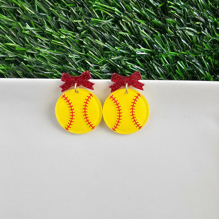 Bow Softball Earrings