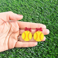 Bow Softball Earrings